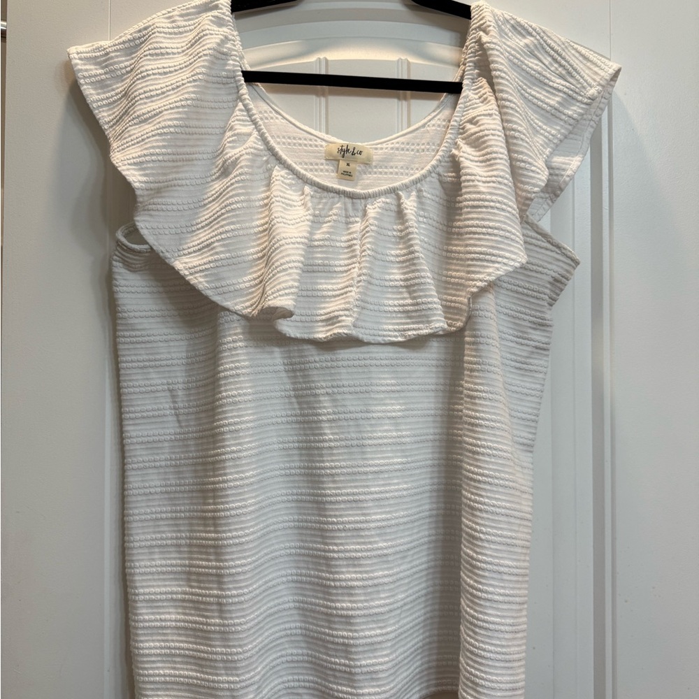 Style & Co. Cream Ruffled Blouse